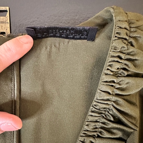 Y2K Burberry Prorsum Olive Green Ruched Blouse - Picture 11 of 16